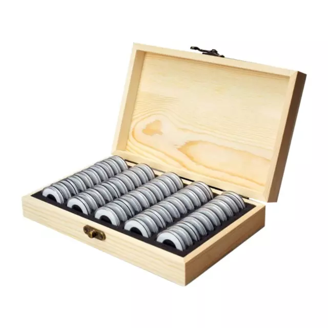 50/100Pcs Coins Display Storage Box Case Capsules Wooden For Collectible Coin UK