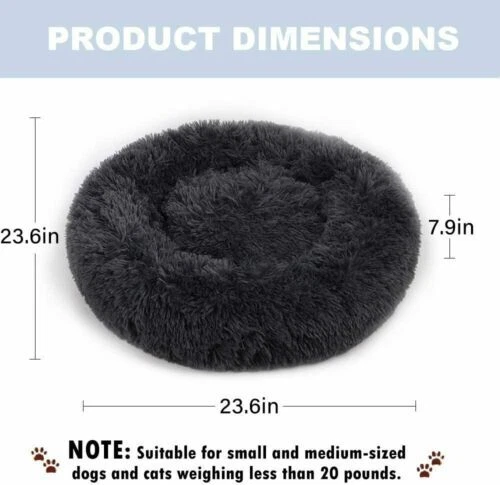 Pet Dog Cat Bed Premium Donut Plush Fluffy Soft Warm Calming Bed Sleeping Nest 6