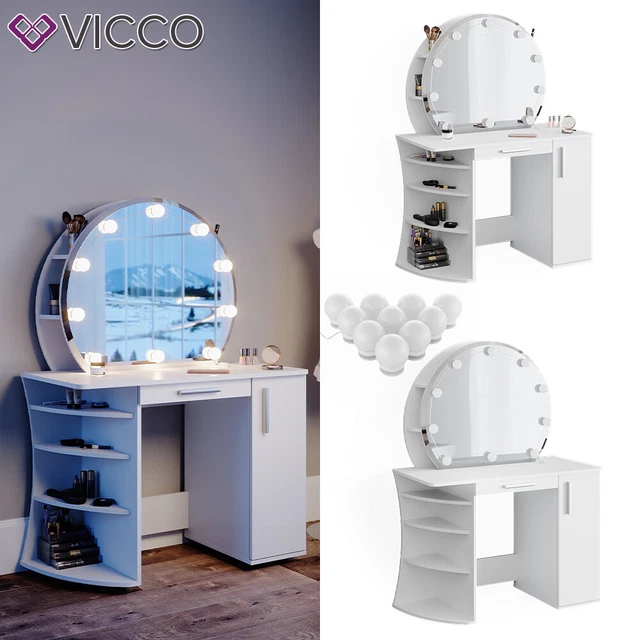 Table de toilette - table de maquillage - avec miroir - 80x76x140,5 cm