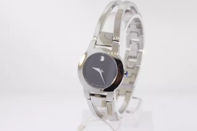 Ladies Movado 0604759 AMOROSA Stainless Steel Black Dial Bangle Watch