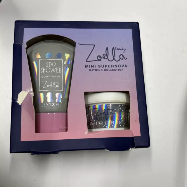 Zoella Mini Supernova Bathing Collection Mini Body Wash & Whip damaged box