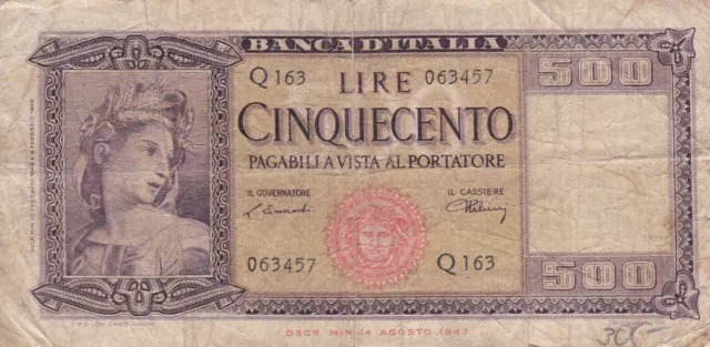 p-011511 Italy 500 Lire 10.02.1948 VF