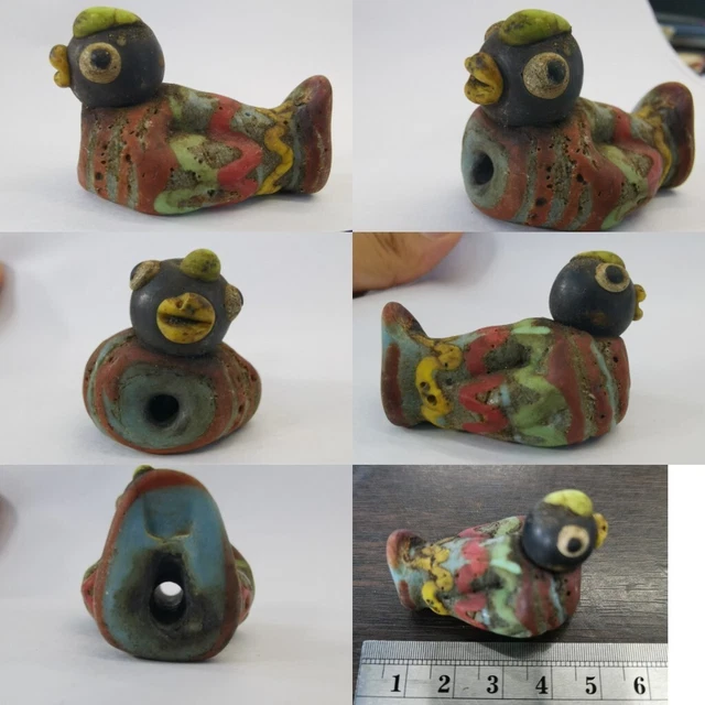 Phoenicians old bird pigeon mosaic glass bead Amulet @A