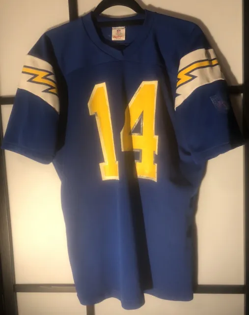 VINTAGE 80s DAN FOUTS SAN DIEGO CHARGERS RAWLINGS MENS NFL JERSEY LARGE WORN OUT