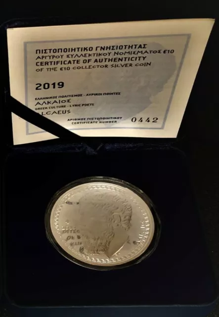 Griechenland 2019 10 Euro Silbermünze Alkaios PP nur 1.200 Exemplare!