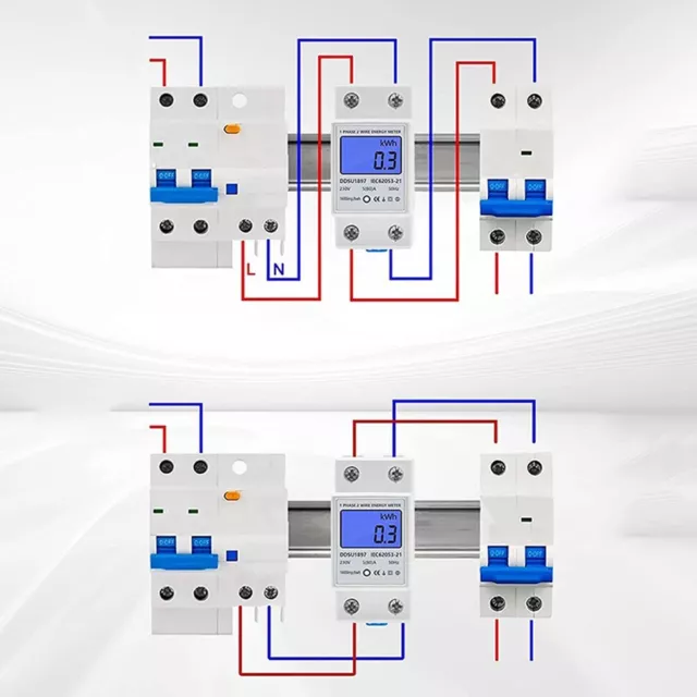 Compteur d'énergie électronique 1Phase 80A avec affichage numérique montage s