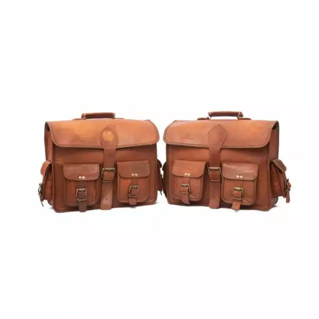 New Large Motorcycle saddlebag 1 Pair leather saddlebags Panniers Brown Design