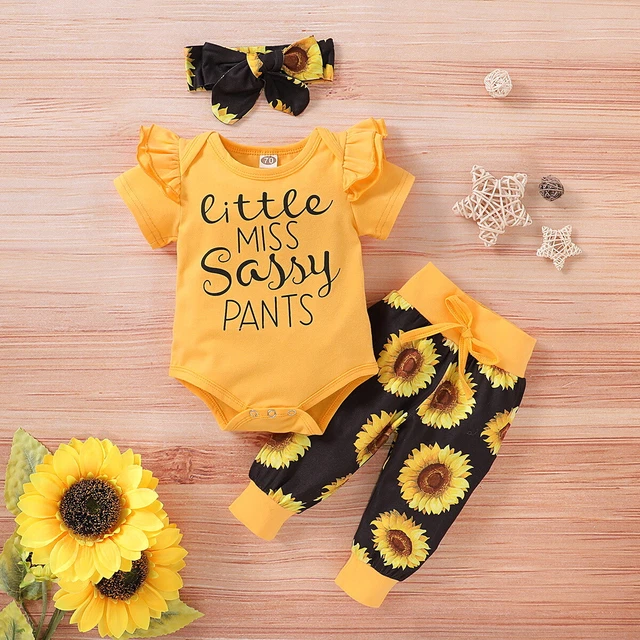 Newborn Baby Girl Clothes Floral Tops Romper Jumpsuit Long Pants Headband Outfit