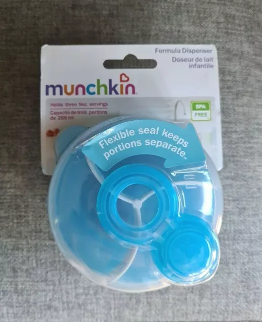 Munchkin Formula Dispenser, 3 Sections up to 9 oz Servings, Blue - NEW
