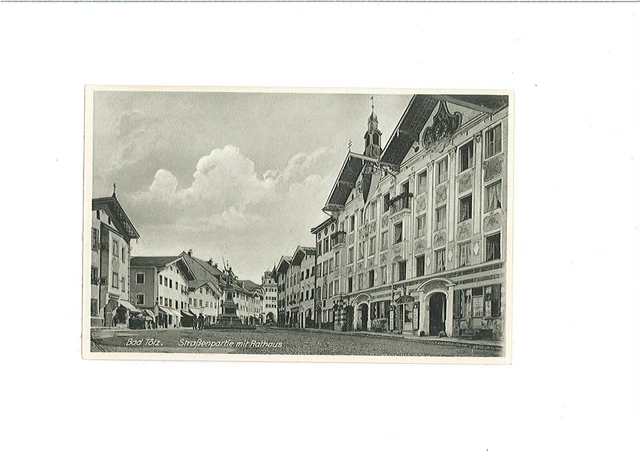 uralte AK Bad Tölz Straßenpartie mit Rathaus //64