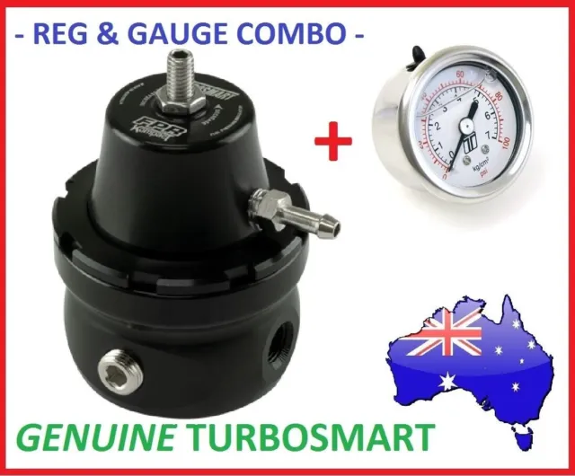 Genuine TURBOSMART Black FPR-800 Fuel Pressure Reg Regulator 1/8 NPT + Gauge