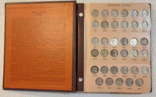 Complete Dansco Jefferson Nickel album including proofs #8113 1938-2011.