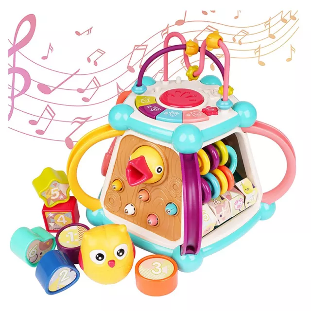 Baby Activity Cube Toddler Toys 7 in 1 Educational Shape Sorter Musical Toy Bead