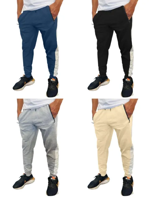 Mens Slim Fit Tracksuit Bottoms Skinny Joggers Sweat Pants Jogging Gym Trousers