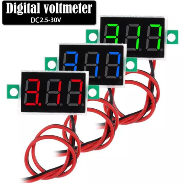2-Wires Mini DC 2.5-30V Voltmeter LED Panel 3-Digital Display Voltage Meter H~mj