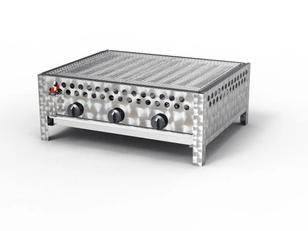 Tepro Edelstahl Wurstbräter Gasgrill Grillfläche 60 x 40cm 3 flammig 12 KW Rost
