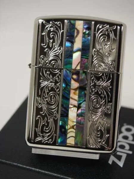 Zippo  Lighter Shell Arabesque Silver Double-sided processing