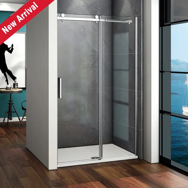 Aica Frameless Sliding Shower Enclosure Door and Tray 1950 Glass Screen Cubicle 3