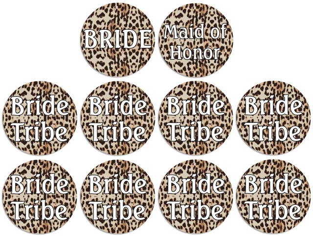 Bride Tribe Bachelorette Leopard Animal Print - 10 Pack Circle Stickers 3 Inch