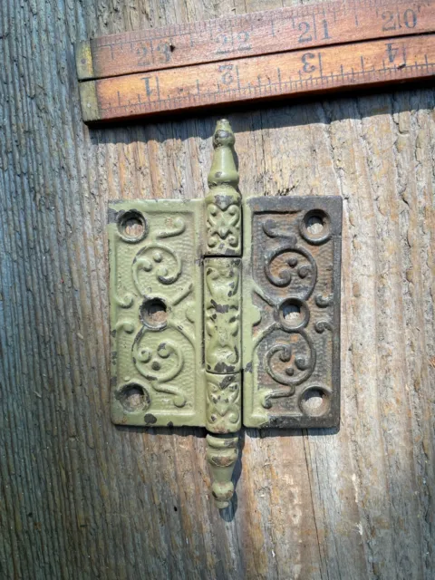 Vintage 3 X 3" Victorian Steeple Tip Cast Iron Antique Door Hinge