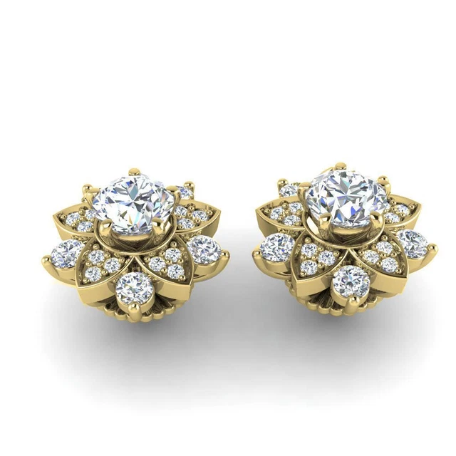 I1 G 2.20 Ct Round Diamond Removable Jacket Solitaire Studs Earrings 14K Gold I1 G 2.20 Ct Round Diamond Removable Jacket Solitaire Studs Earrings 14K Gold