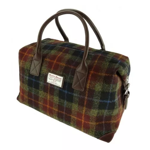 Harris Tweed 'Esk' Overnight Bag in Rust Check- LB1006-COL59