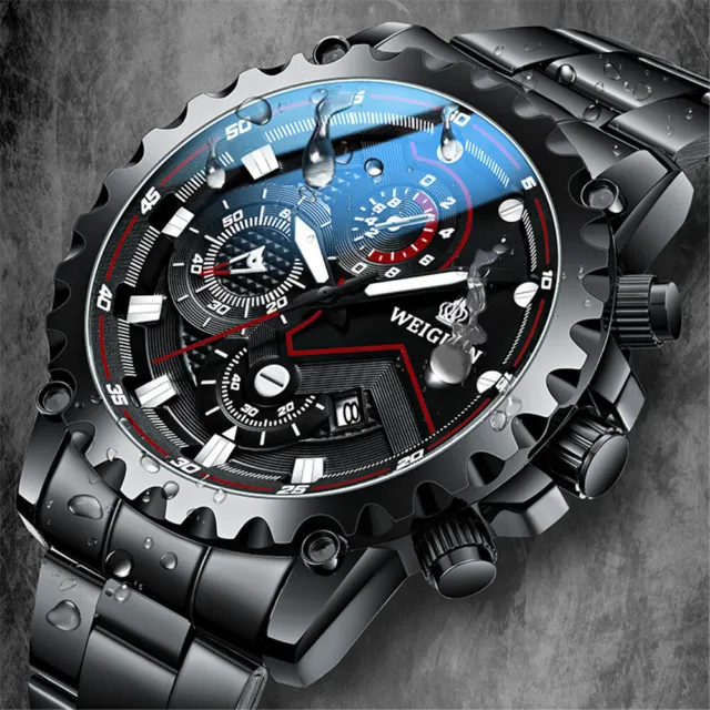 Men Watch Classic Stainless Steel Quartz Luminous Luxury Wristwatch Waterproof!!