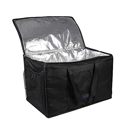 Insulated Food Delivery Bag with Side Pockets, Thick Insulation, Container