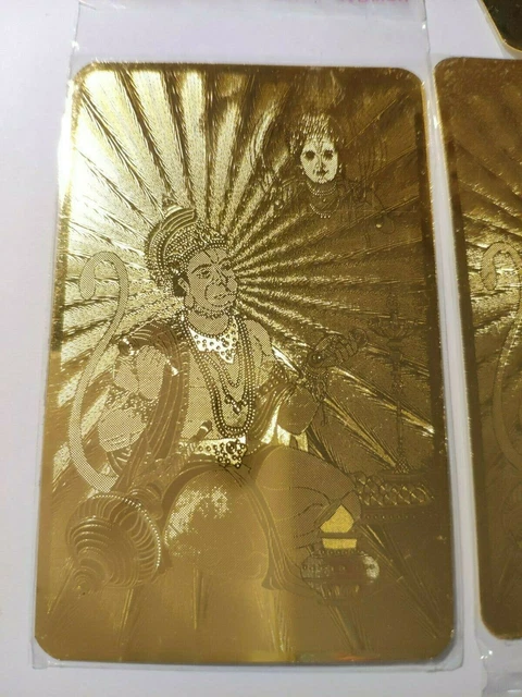 3pcs. #5 Money Talisman Rama and Hanuma Gold metal Feng Shui Wealth card Purse