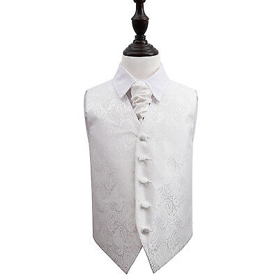 DQT Floral Paisley Ivory Boys Wedding Waistcoat & Cravat Set