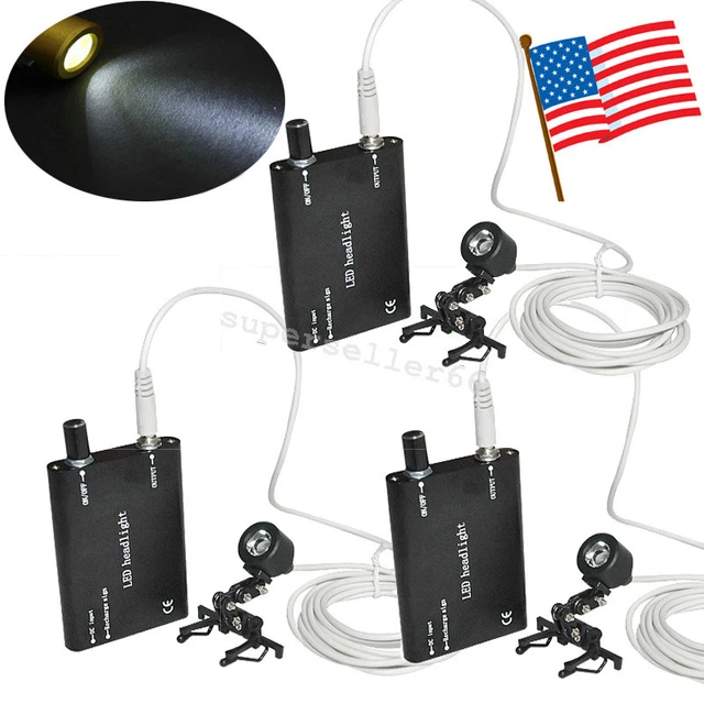 Denshine 3x LED Head Light Lamp for Dental Surgical Binocular Loupes clip-ON