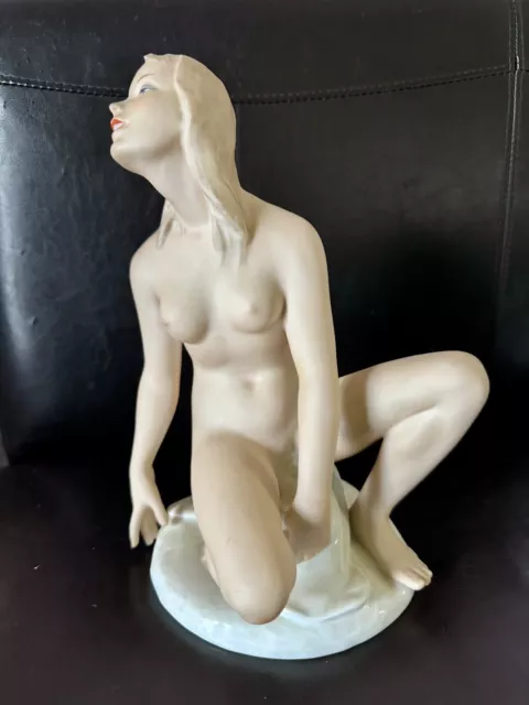 VTG Wallendorf 1764 1729 German Porcelain Nude Lady Art Deco 12" Figurine