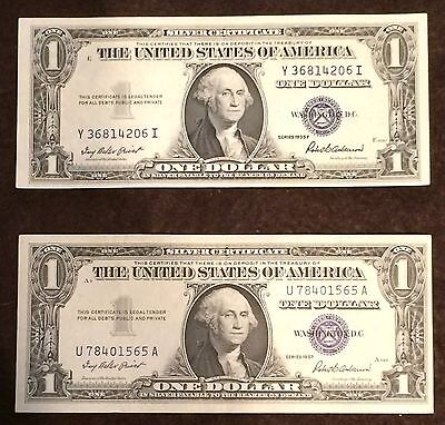 1935 AND 1957 (2 NOTE LOT) Silver Certificate AU+ CU condition NICE! FREE P/H