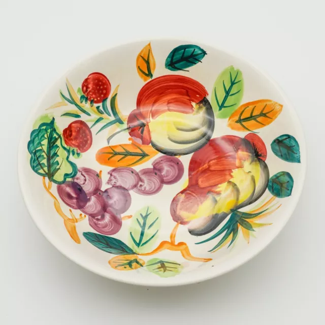 Vintage Italian Pottery Hand Painted 11" Large Pasta Bowl Fruits Ceramic Platter