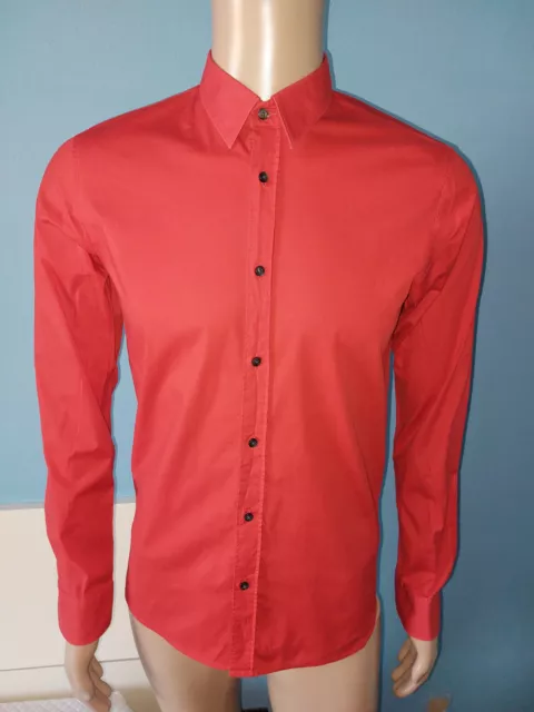 Camicia Uomo Color Rosso Marca Hugo Boss Taglia S Slim Fit Cotone Elestacizzato