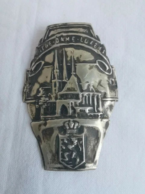 Plaque De Vélo Ancienne – Notre-Dame Luxembourg, Petite Taille Argent