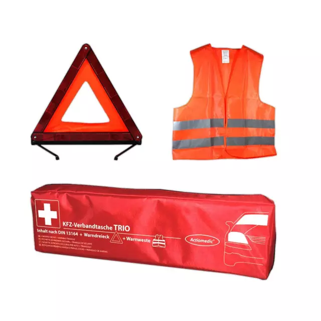 Gramm Actiomedic Car Safety KFZ-Verbandtasche TRIO + Warndreieck und Warnweste