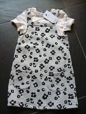 Girls 2 Piece Leopard Print Pinafore Outfit.Age 6-7 Years.MARKS AND SPENCER.BNWT