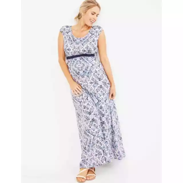 Jessica Simpson Women's Maternity Geo Print Maxi Dress Size Medium Blue Purple