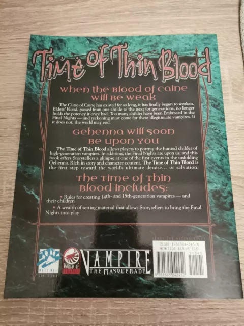 Time Of Thin Blood - Vampire  - Ww2101 - White Wolf - Nuovo & Raro 2