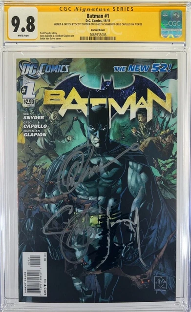 Batman 1 Variant CGC SS 9.8 SIGNED Snyder SKETCH Greg Capullo DC 2011 New 52 EVS