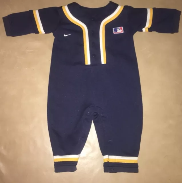 Nike Team MLB Milwaukee Brewers Baby Infant Jumpsuit Snap Up Size12M