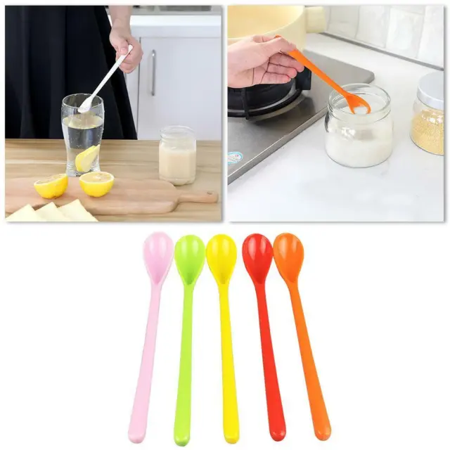 5x Long Handle Soup Spoons Coffee Stirring Spoons Melamine Plastic Candy Co.AU