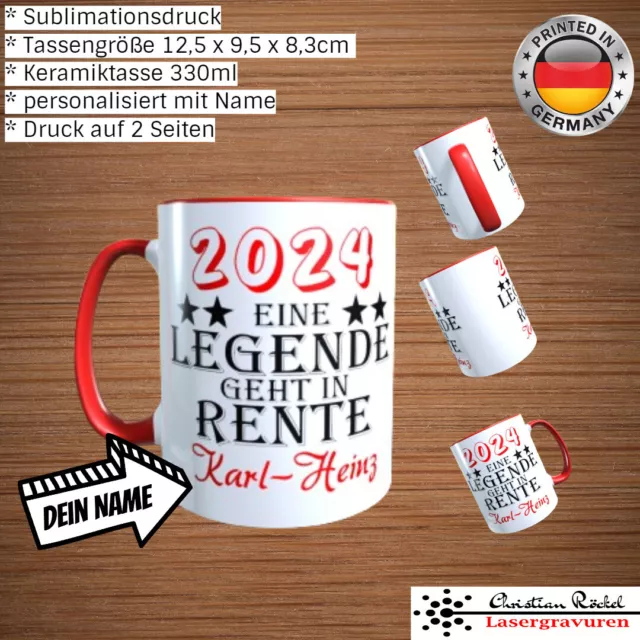 Tasse mit Spruch Rente Rentenbeginn Legende Ruhestand