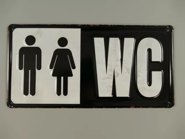 9977753-x Retrò Vintage Targa di Latta Wc Toilette 30x15cm
