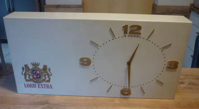 70er 80er Jahre Reklame Uhr Wanduhr Lord Extra Tabak Werbung Kiosk Design Uhr