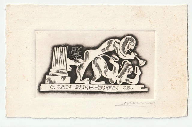 ALFONSAS CEPAUSKAS: erotisches Exlibris für G. Jan RHebergen