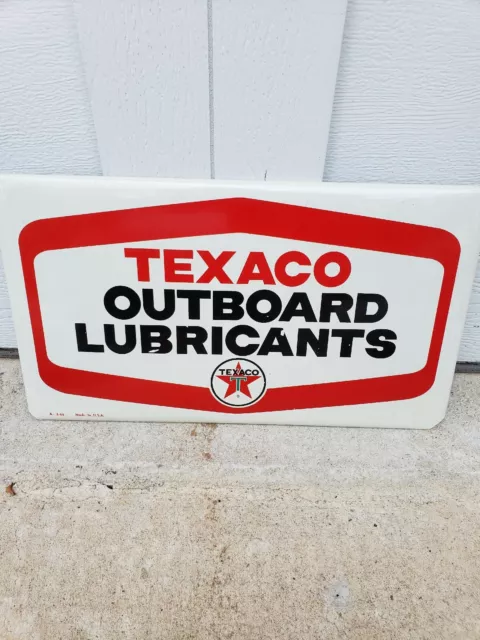 Vintage Texaco Sign Motor Oil Gas Outboard Lubricants Metal sign MINT 1966 NOS