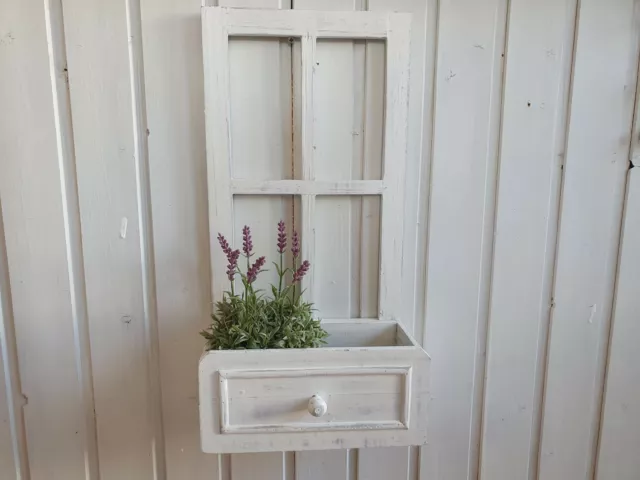 Dekofenster mit Schublade Shabby Chic Weiß Holz 25x16x49 cm H