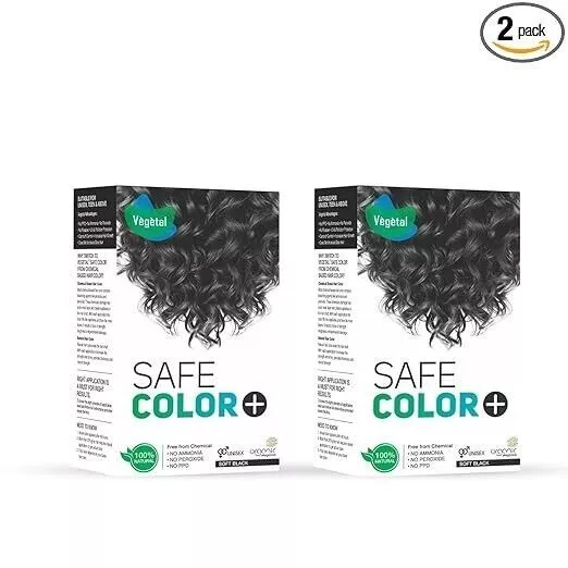 Vegetal Safe Color, Hair Color for Unisex, 100g - Soft Black (Pack of 2)